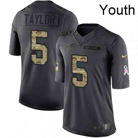 Youth Nike Buffalo Bills 5 Tyrod Taylor Limited Black 2016 Salute to Service NFL Jersey
